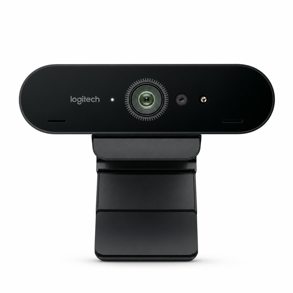 Logitech Brio 4K webcam on a monitor